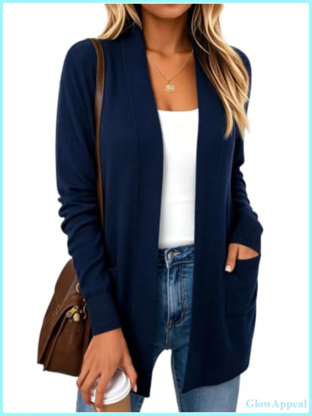Women's Lightweight Knit Open Front Cardigan Long Sleeve with Pockets